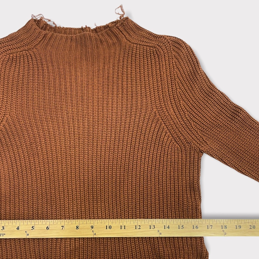 American Apparel Burnt Orange Distressed Mock Neck Sweater - Picture 5 of 6